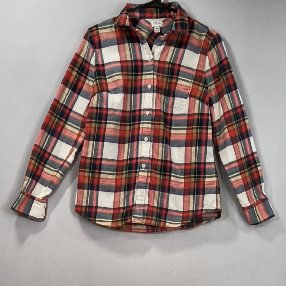 J Crew Women's Plaid Flannel Button Up Shirt Long Sleeve Size XS